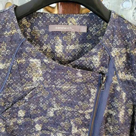 Sandwich Steel Blue and Cream Abstract Print Jacket EU 36/US 6 - Picture 5 of 16